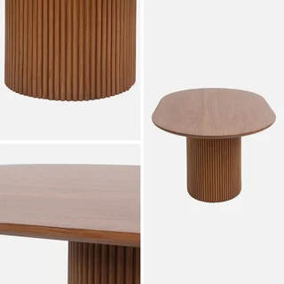 Mesa de centro retangular em nogueira esculpida à mão Coleção Faro 90x60 cm