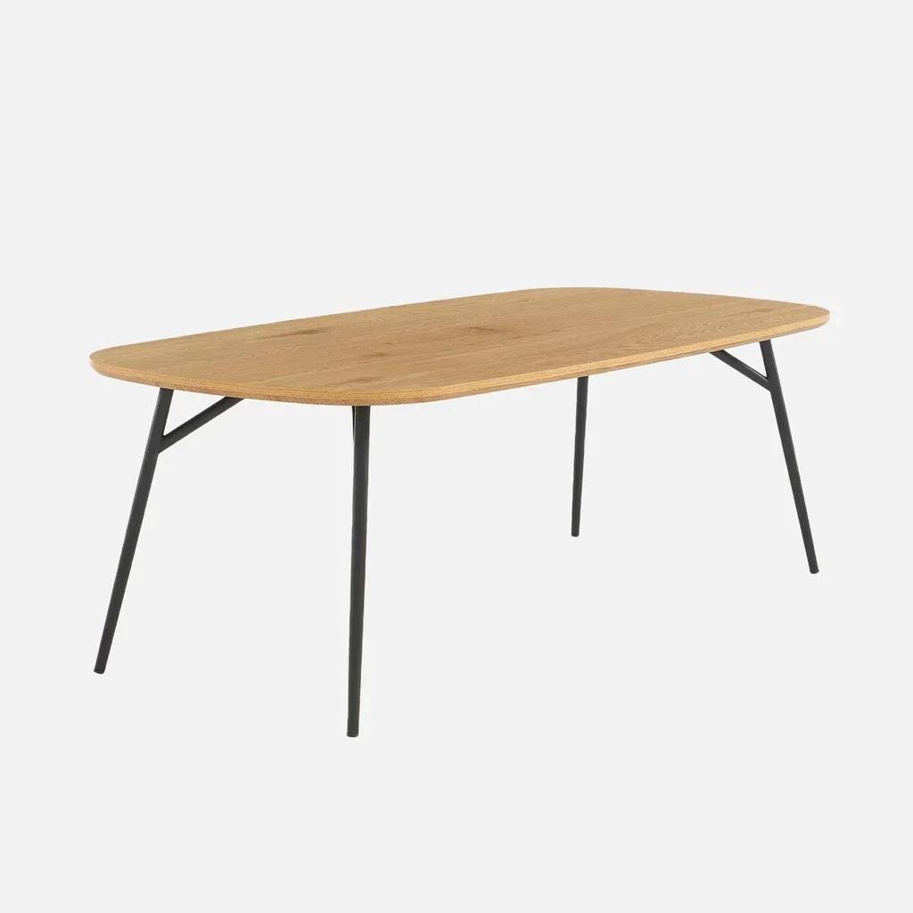 Mesa de centro roble metal negro 120 cm salón moderno