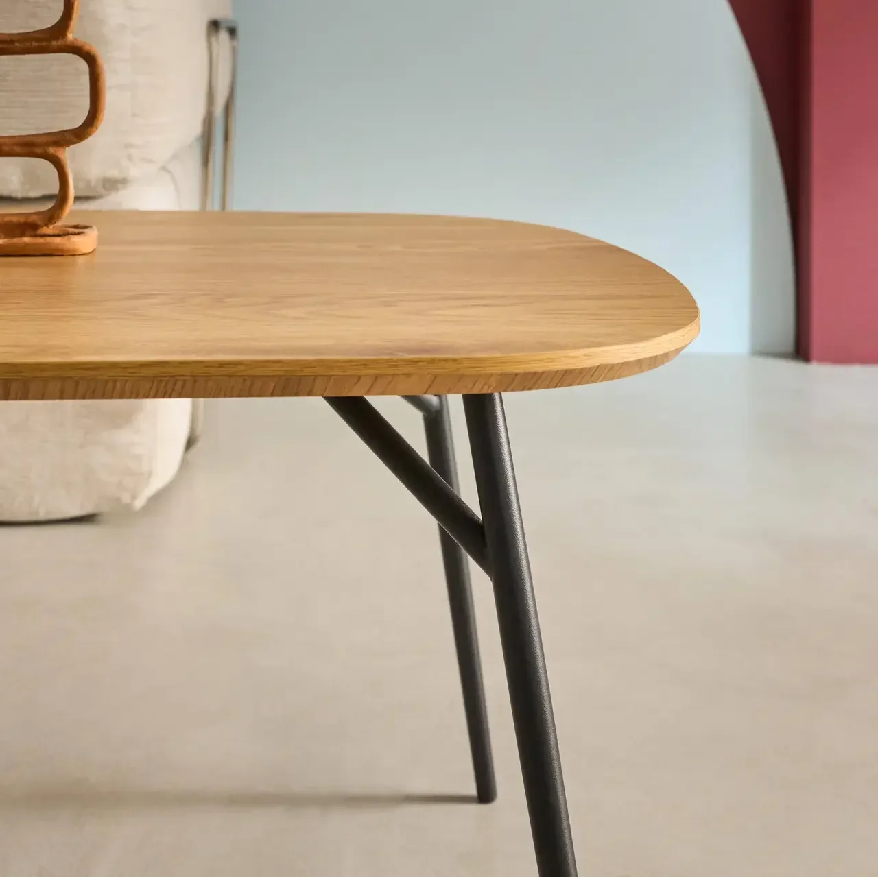 Mesa de centro roble metal negro 120 cm salón moderno