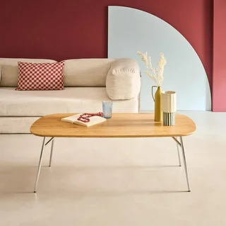Table basse scandinave bois métal chromé rectangulaire design