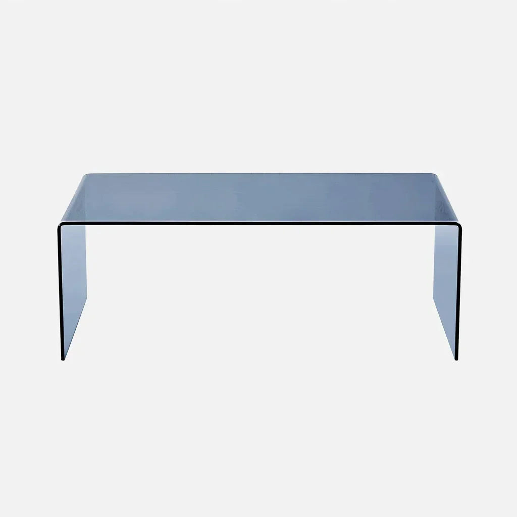 Table basse verre trempé transparent rectangulaire design moderne salon