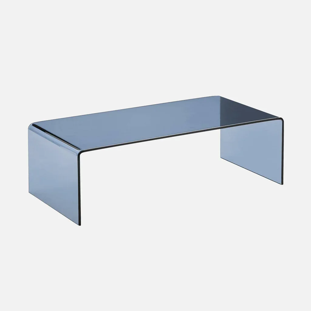 Table basse verre trempé transparent rectangulaire design moderne salon