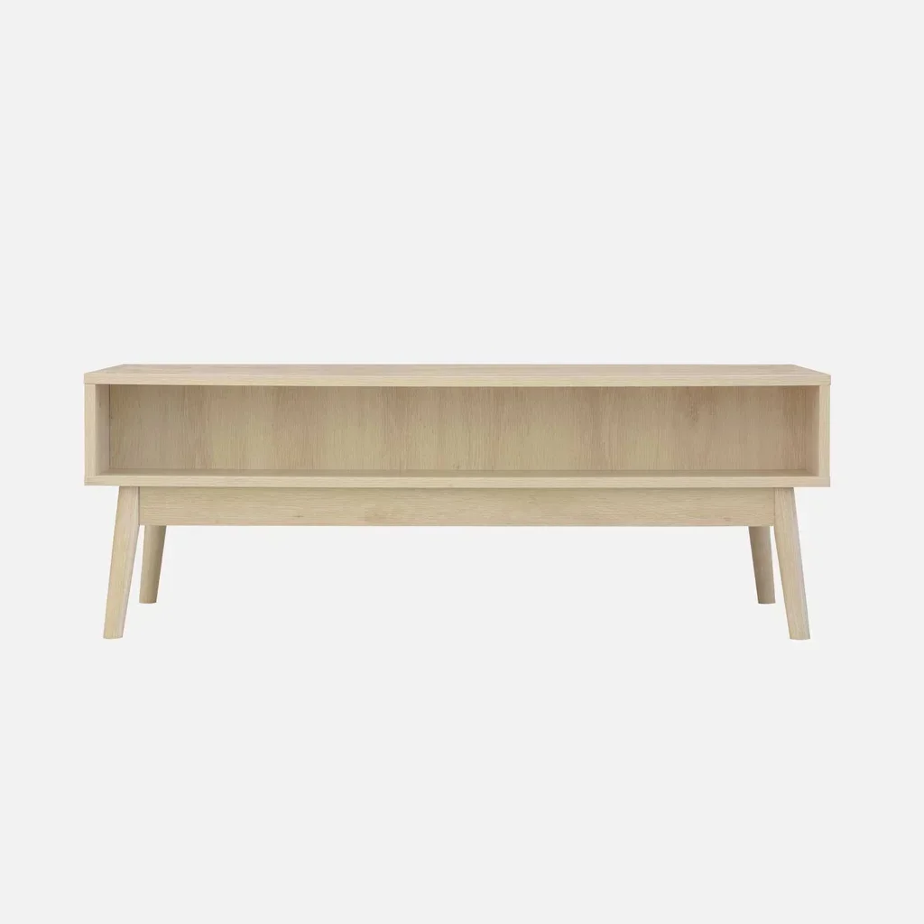 Table basse scandinave bois strié 1 tiroir rangement salon
