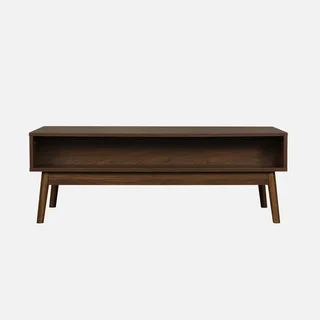 Table basse scandinave rectangulaire bois strié avec tiroir rangement