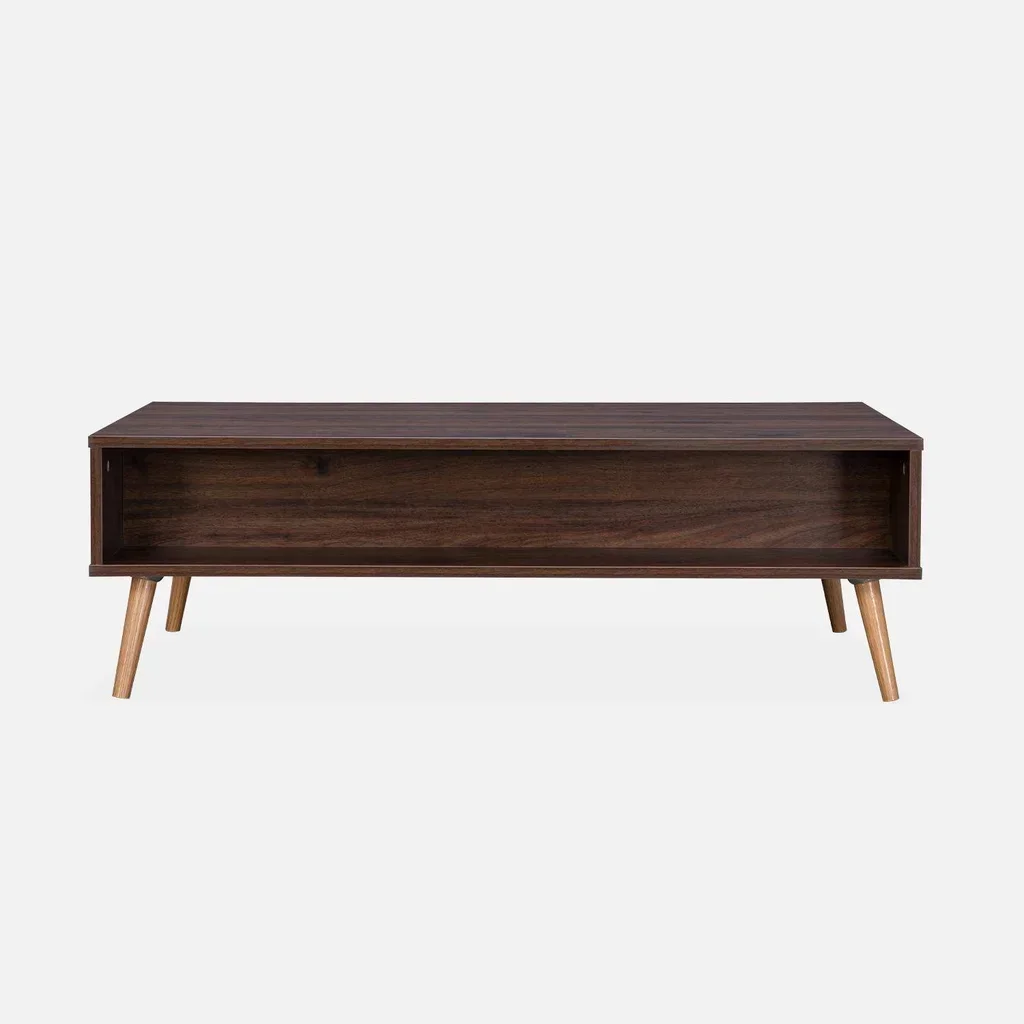 Table basse scandinave cannage tiroir bois Bohème 110 cm salon