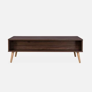 Table basse scandinave cannage tiroir bois Bohème 110 cm salon