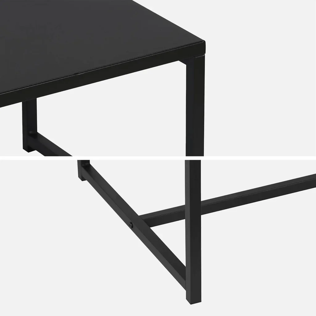 Mesa de centro retangular estilo industrial metal preto fosco sala de estar moderna