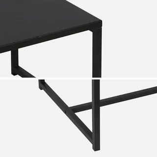 Mesa de centro retangular estilo industrial metal preto fosco sala de estar moderna