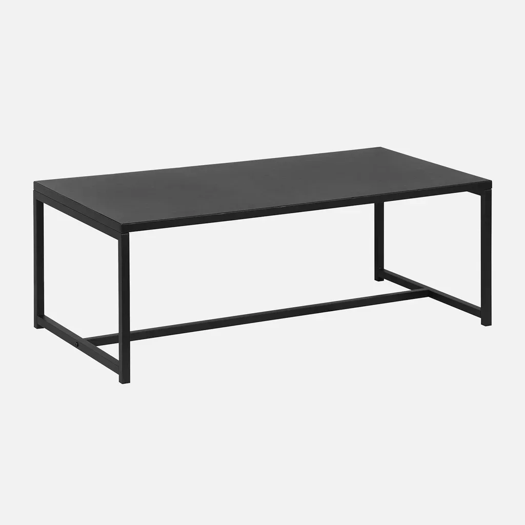 Table basse rectangulaire style industriel métal noir mat salon moderne