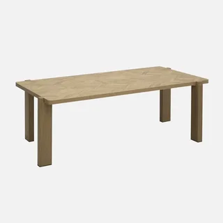 Table basse vintage plateau chevrons bois rectangulaire salon Zala