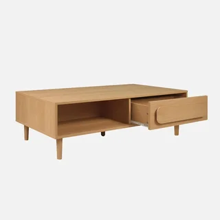 Table basse vintage Juliana bois noyer tiroir rangement 120cm