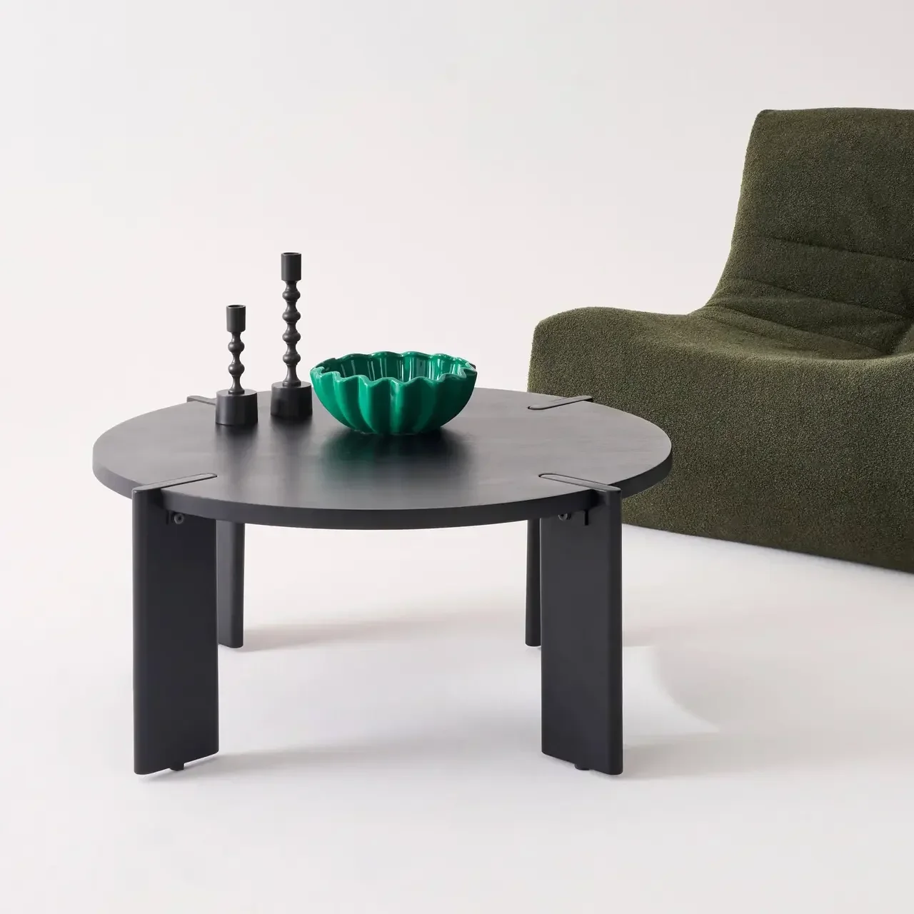 Table basse ronde bois massif acacia 80cm style exotique salon