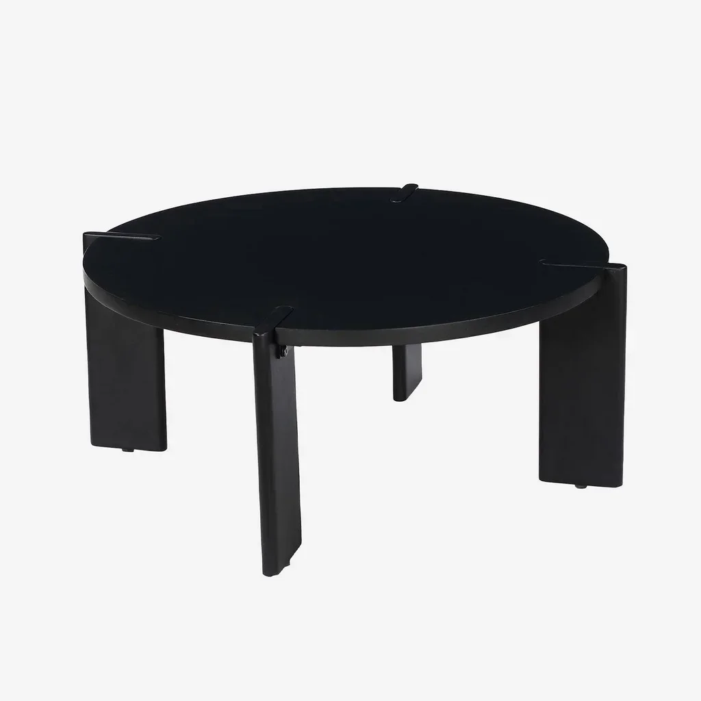 Table basse ronde bois massif acacia 80cm style exotique salon