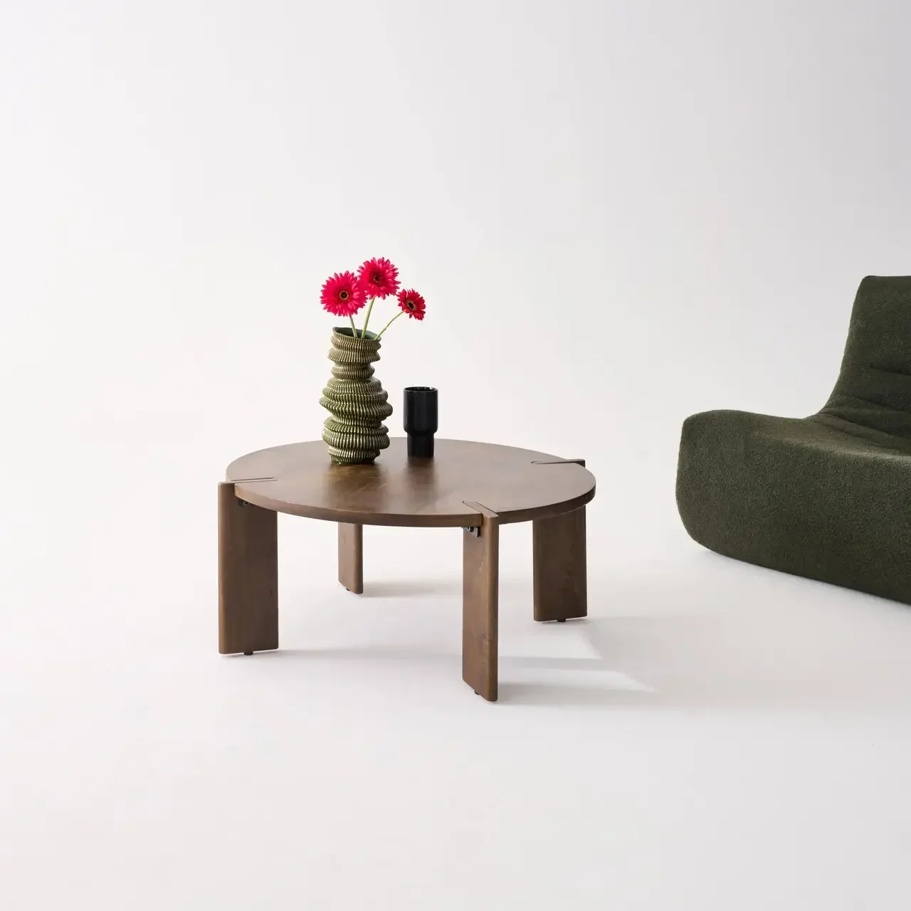 Table basse ronde bois massif acacia style exotique salon 80cm Reva