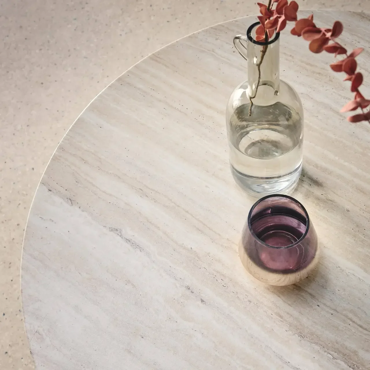 Table basse ronde design scandinave effet bois salon