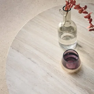 Table basse ronde design scandinave effet bois salon