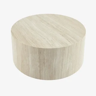 Table basse ronde design scandinave effet bois salon