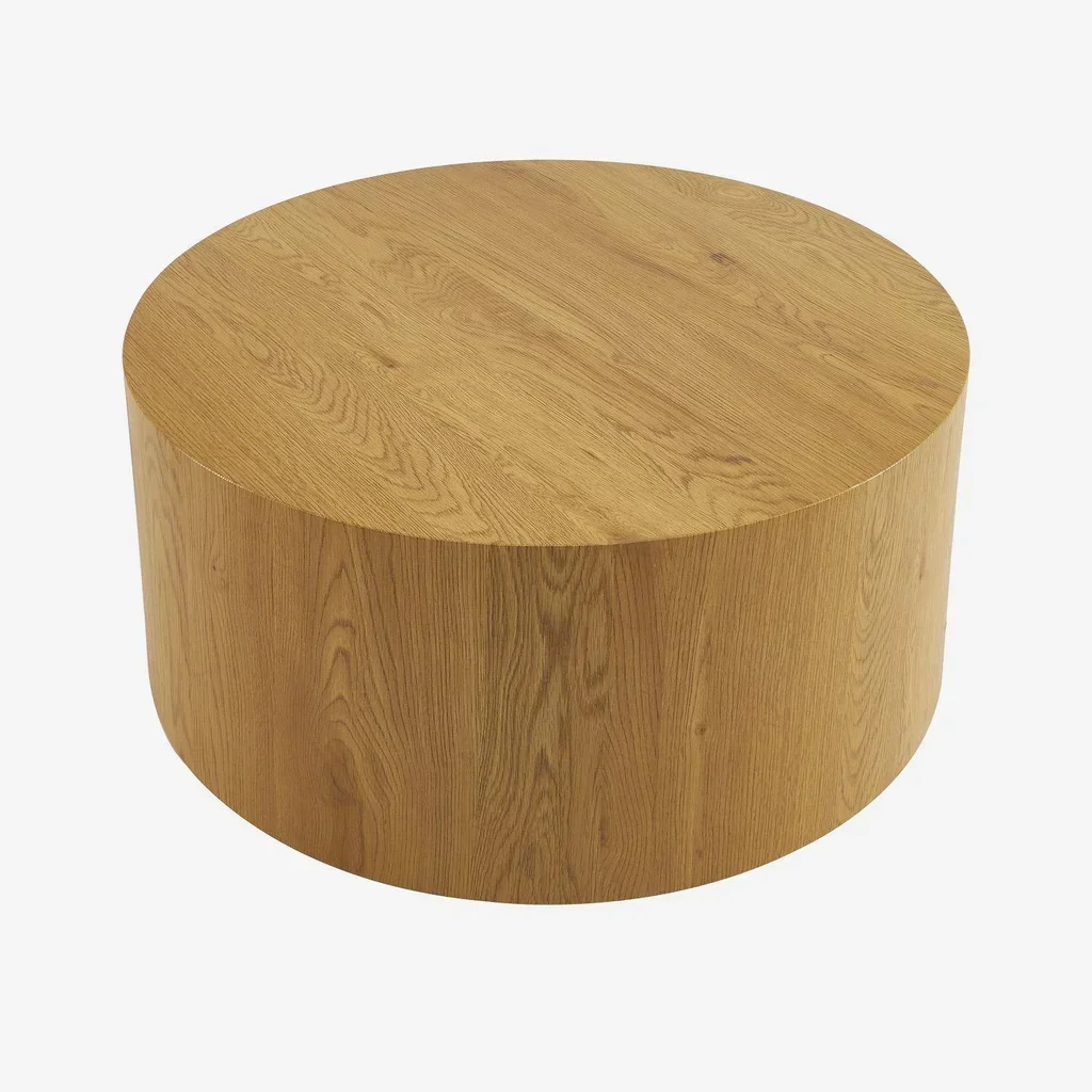 Table basse ronde scandinave effet bois salon design