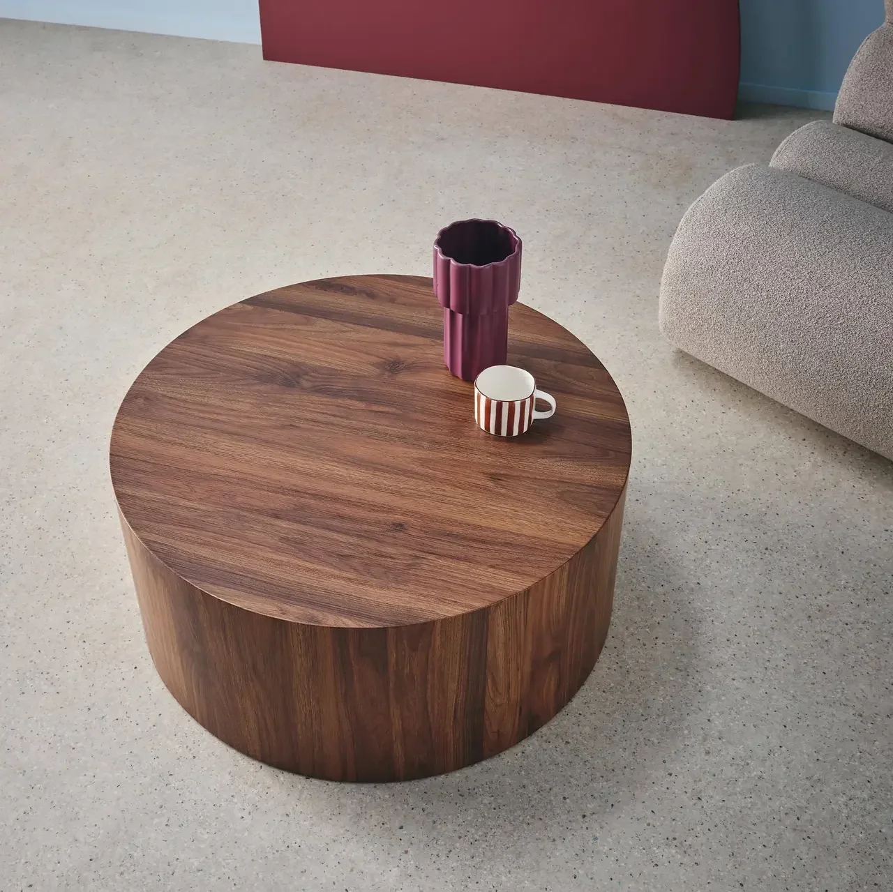 Table basse ronde design scandinave bois salon
