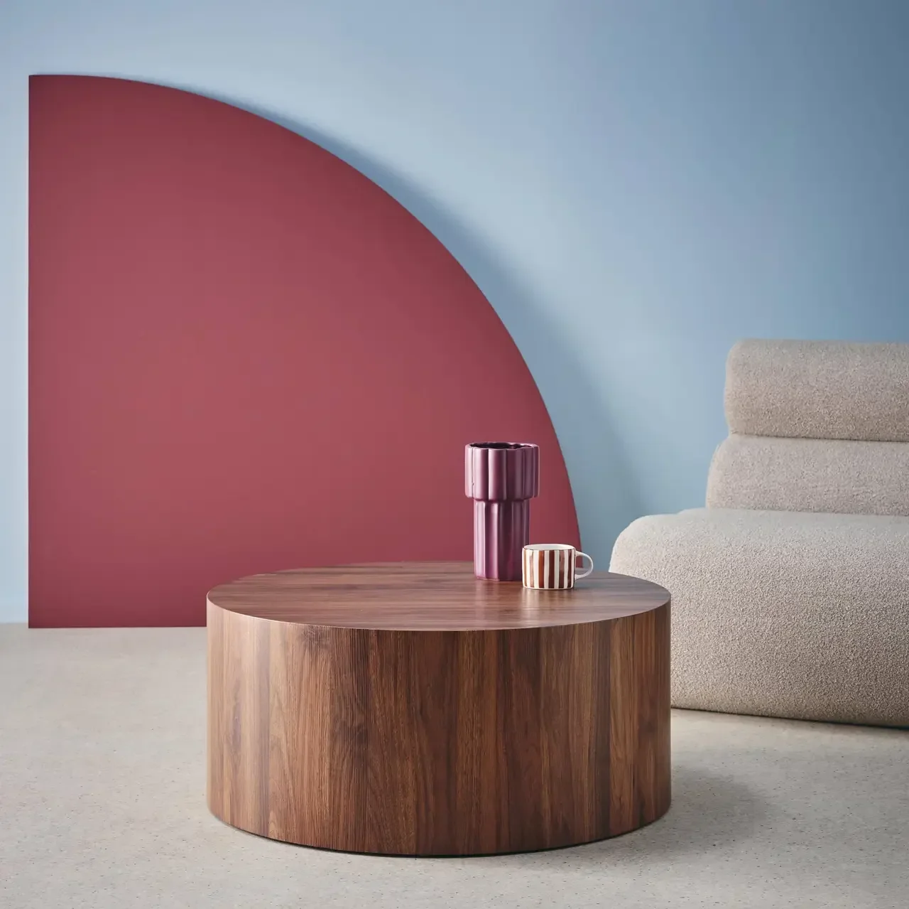 Table basse ronde design scandinave bois salon