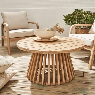 Round garden coffee table acacia wood 80 cm - Scandinavian outdoor design