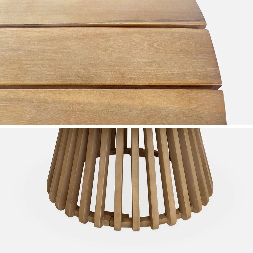 Round garden coffee table acacia wood 80 cm - Scandinavian outdoor design