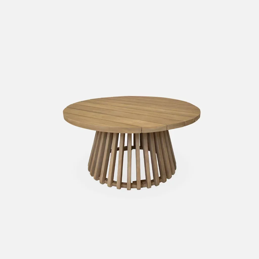 Round garden coffee table acacia wood 80 cm - Scandinavian outdoor design