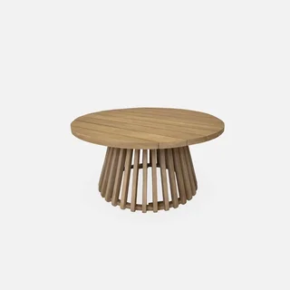 Round garden coffee table acacia wood 80 cm - Scandinavian outdoor design