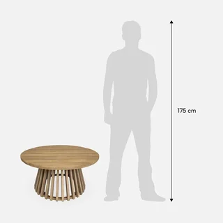 Round garden coffee table acacia wood 80 cm - Scandinavian outdoor design