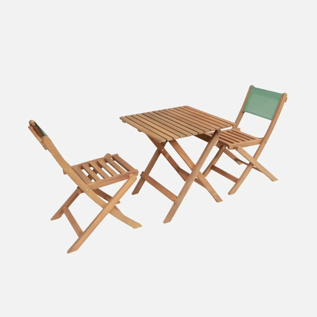 Table bistrot enfant extérieur acacia 2 sièges jardin terrasse