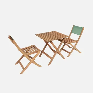 Table bistrot enfant extérieur acacia 2 sièges jardin terrasse