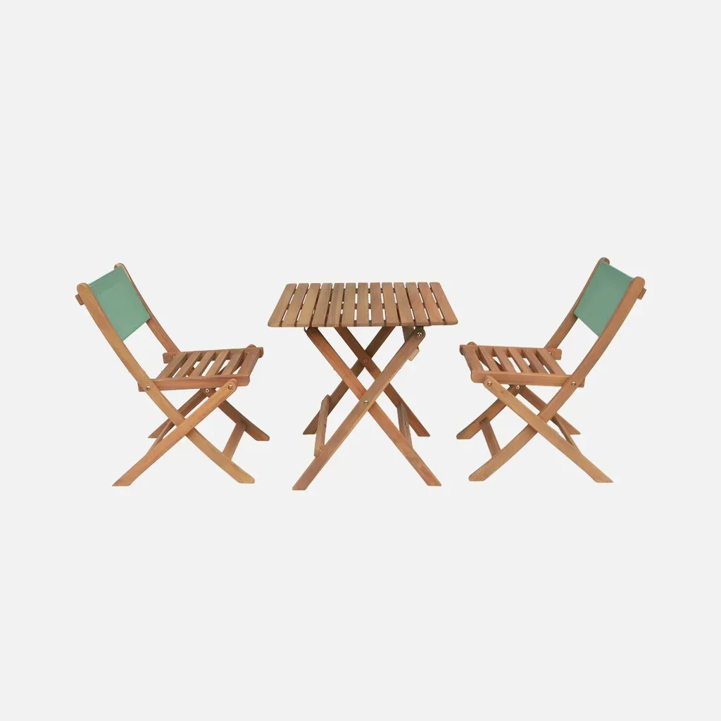 Table bistrot enfant extérieur acacia 2 sièges jardin terrasse