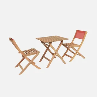 Table bistrot enfant acacia 2 sièges extérieur pliable Elise