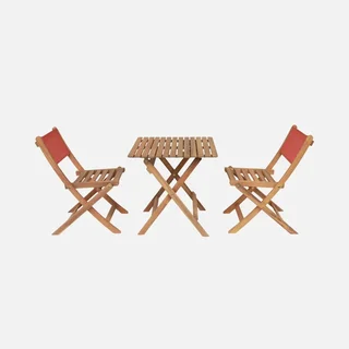 Table bistrot enfant acacia 2 sièges extérieur pliable Elise