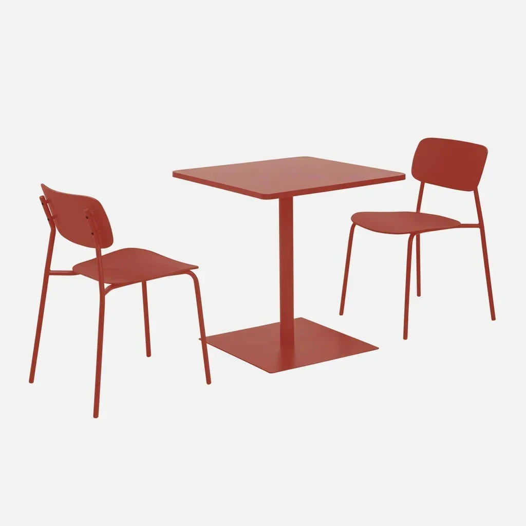 2-Sitzer Bistrogarten Stahlset quadratischer Tisch Orea Liva Stühle Outdoor