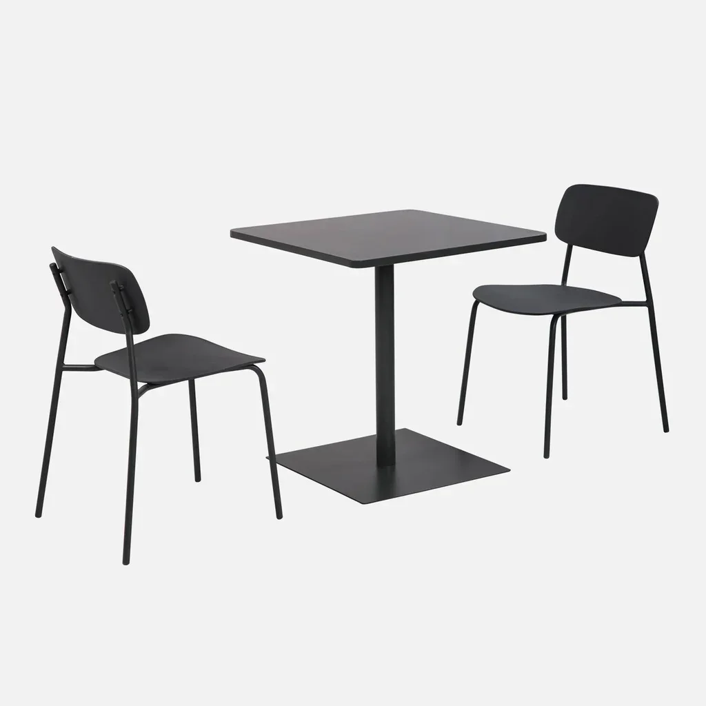 Table bistrot jardin carrée acier 2 places Orea Liva