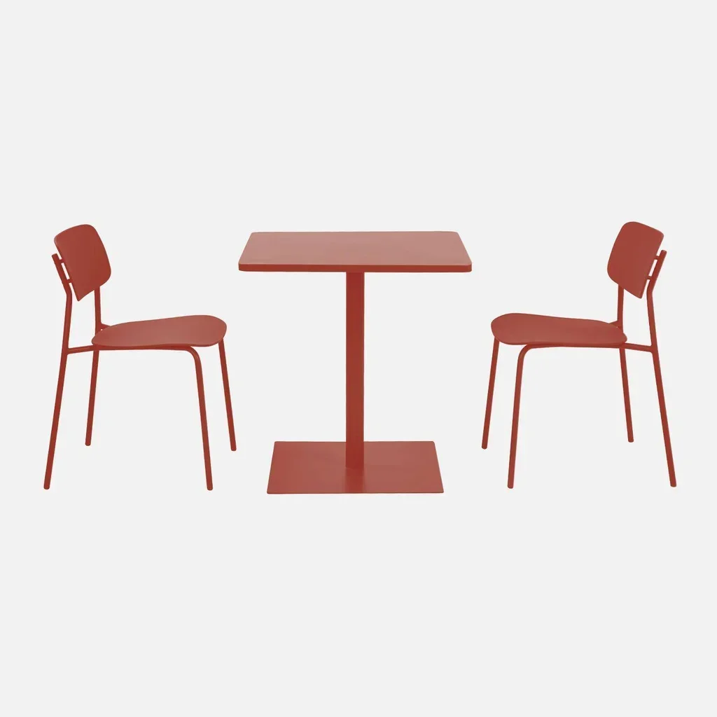 2-Sitzer Bistrogarten Stahlset quadratischer Tisch Orea Liva Stühle Outdoor