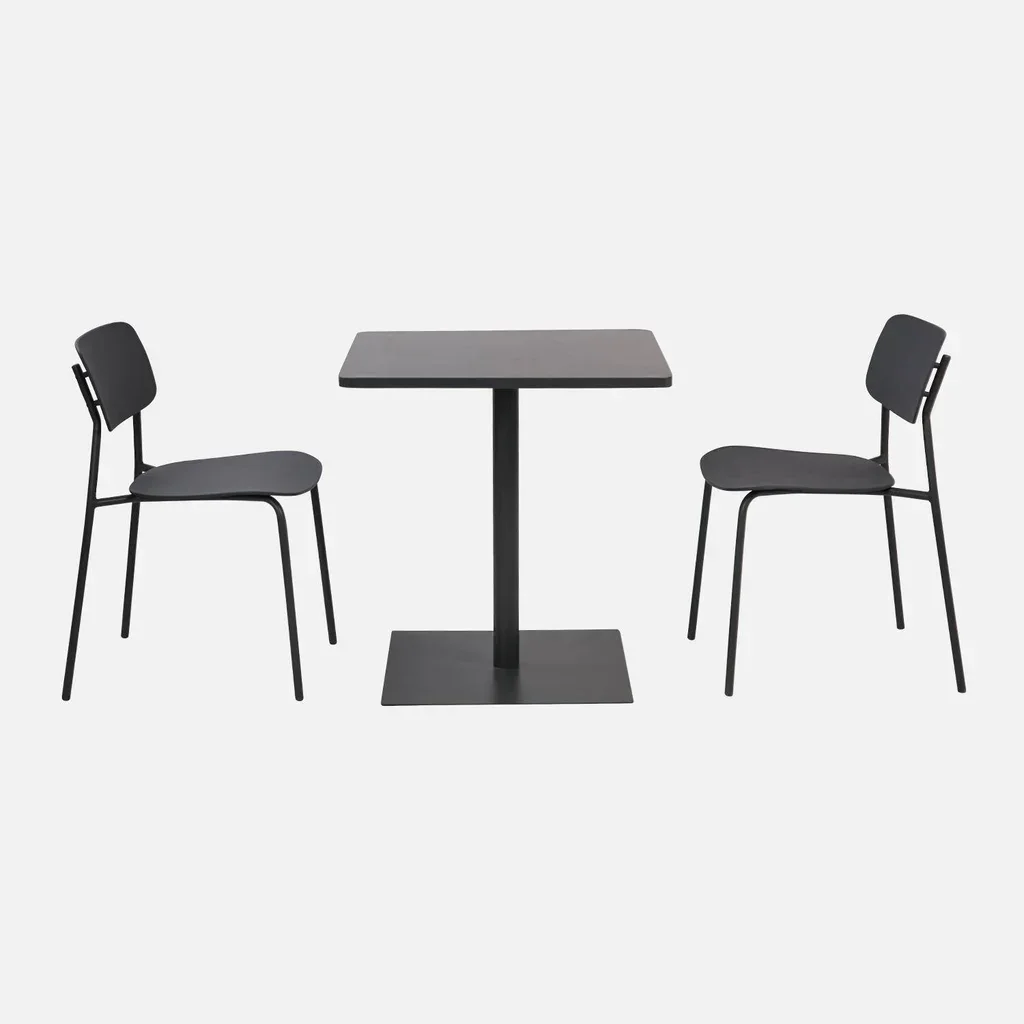 Table bistrot jardin carrée acier 2 places Orea Liva