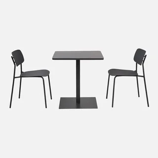 Quadratischer Bistrogartentisch Stahl 2-Sitzer Orea Liva