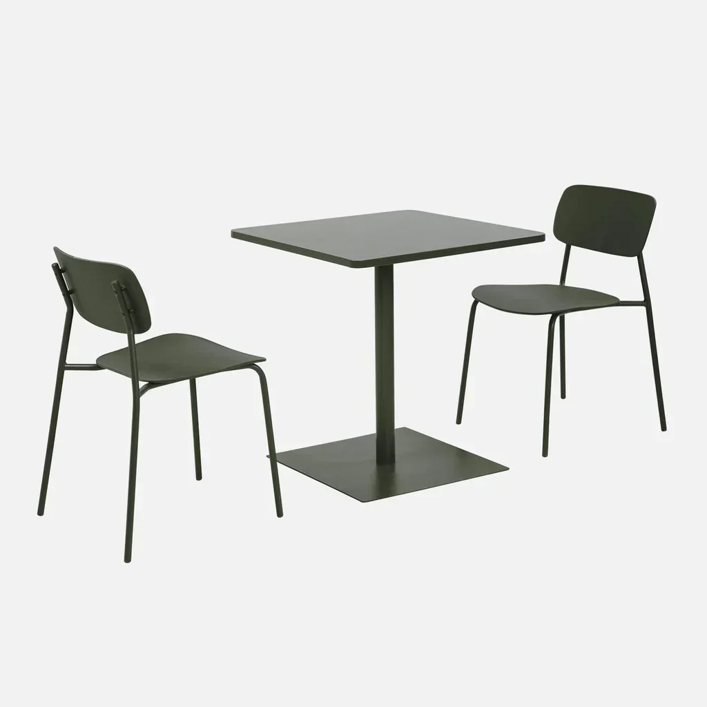 Kleiner quadratischer Stahl-Gartenbistrotisch für 2 Personen Orea Liva