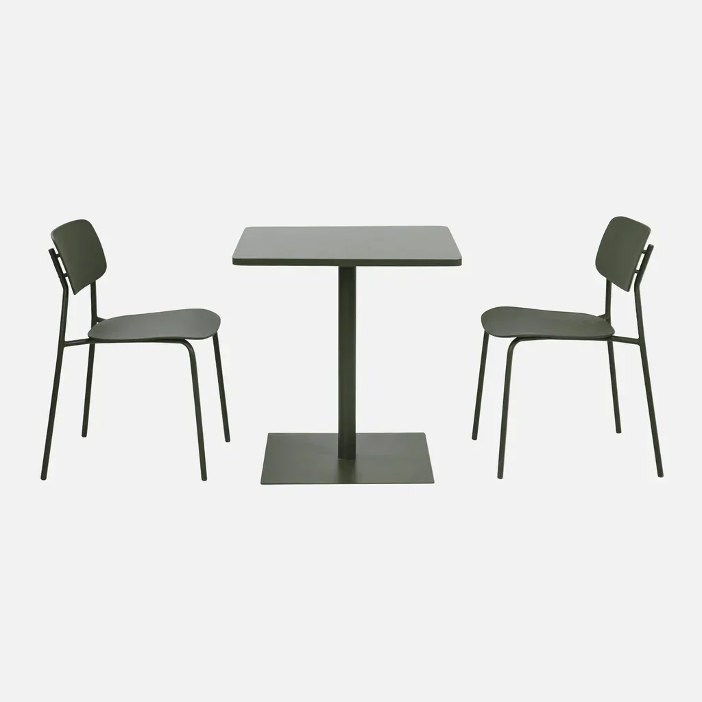 Kleiner quadratischer Stahl-Gartenbistrotisch für 2 Personen Orea Liva