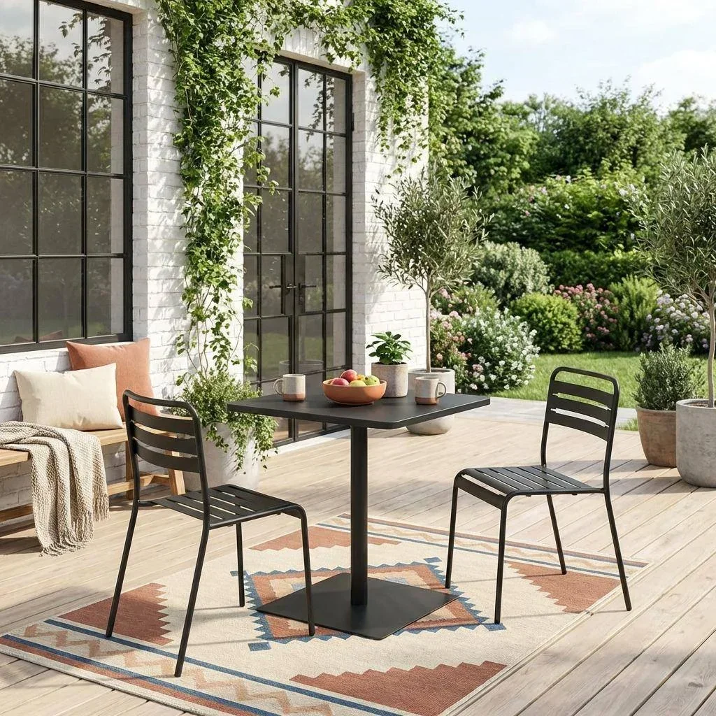 Table bistrot jardin acier carrée 2 places Orea Amélia
