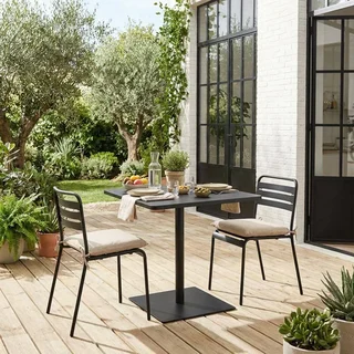 Table bistrot jardin acier carrée 2 places Orea Amélia