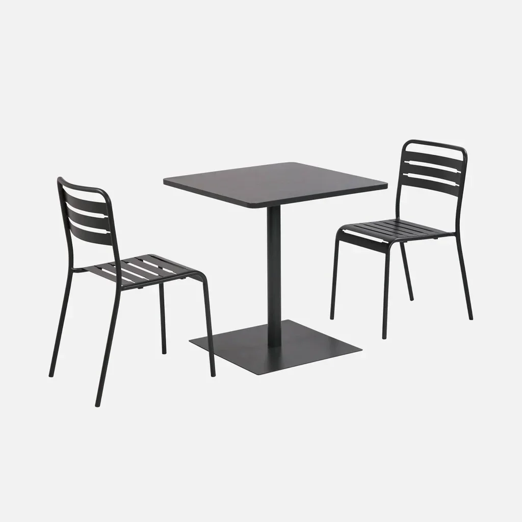 Table bistrot jardin acier carrée 2 places Orea Amélia