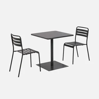 Table bistrot jardin acier carrée 2 places Orea Amélia