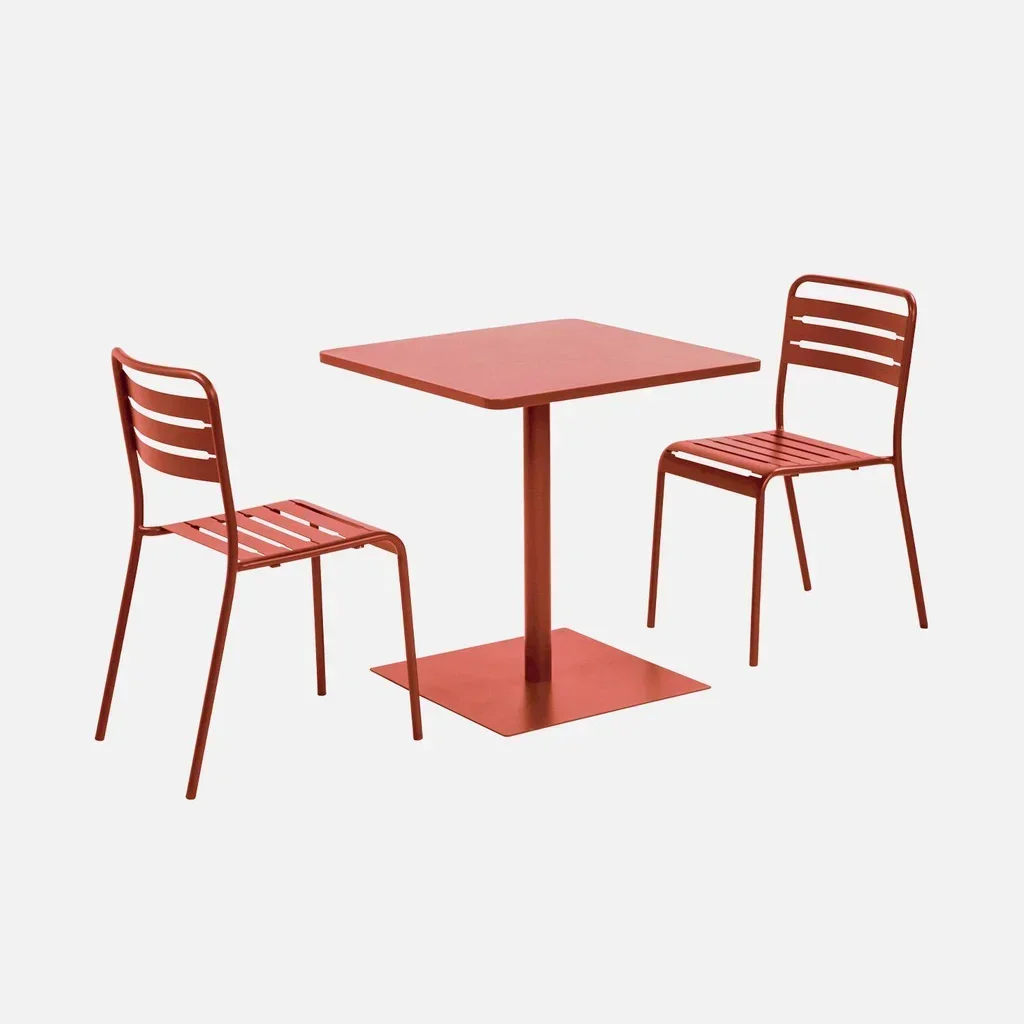 Table bistrot jardin carrée acier 2 places Orea Amélia