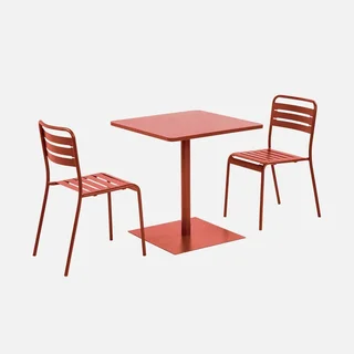 Table bistrot jardin carrée acier 2 places Orea Amélia