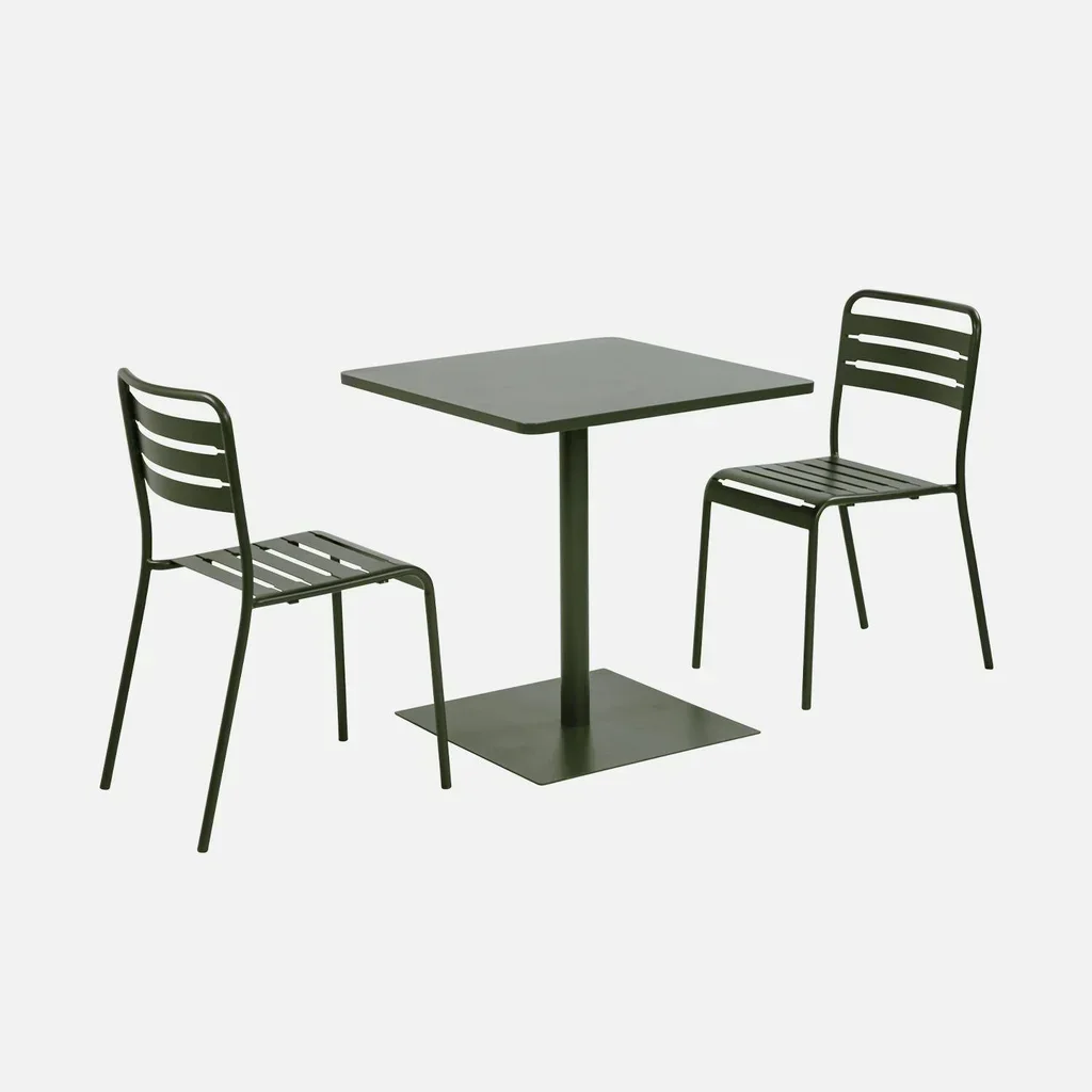 Table bistrot carrée acier 2 places jardin terrasse Orea