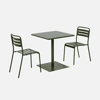 Table bistrot carrée acier 2 places jardin terrasse Orea