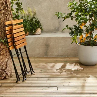 Table bistrot pliante acacia métal 2 places Malagua terrasse